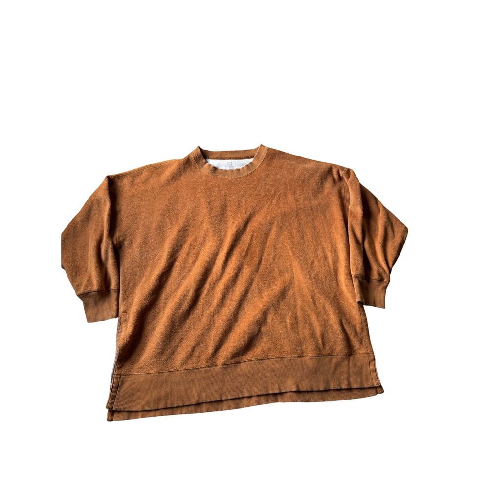 Aerie Womens Sweatshirt XL Burnt Orange Oversized‎ Crewneck Side Slit Pullover
